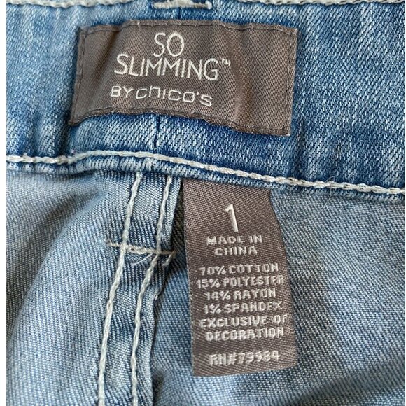 Chico's So Slimming Straight Leg Jean Size 8/10 Hippie Western Academia Beach - Picture 3 of 10